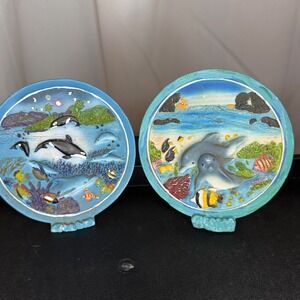 Dolphin & Orca Figurine‎ Set Ocean Coastal Decor Nautical Home Accents